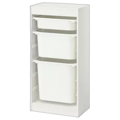 Image du produit TROFAST Combinaison structure + bacs, blanc/blanc, 46x30x94 cm