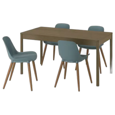 Immagine del prodotto TONSTAD / GRÖNSTA Tavolo e 4 sedie, marrone impiallacciatura di rovere/grigio-turchese, 150x80 cm