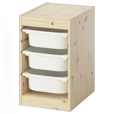 Image du produit TROFAST Combinaison structure + bacs, pin teinté blanc clair/blanc, 32x44x52 cm