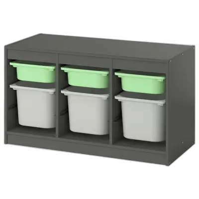 Image du produit TROFAST Combinaison structure + bacs, gris vert clair/gris, 99x44x56 cm