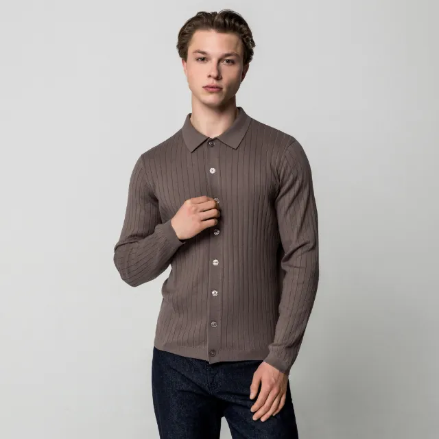 Immagine del prodotto Manor Man Cardigan a coste Regular Fit con collo a polo