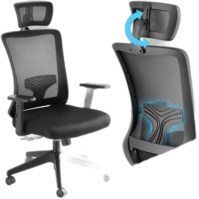 Immagine del prodotto Tectake Fauteuil de bureau PHOIBE forme ergonomique avec soutien lombaire et appuie-tête réglables
