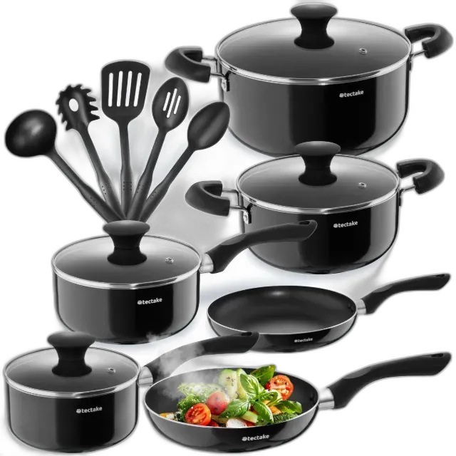 Image du produit Tectake Batterie de casseroles en aluminium Varese 15 pièces