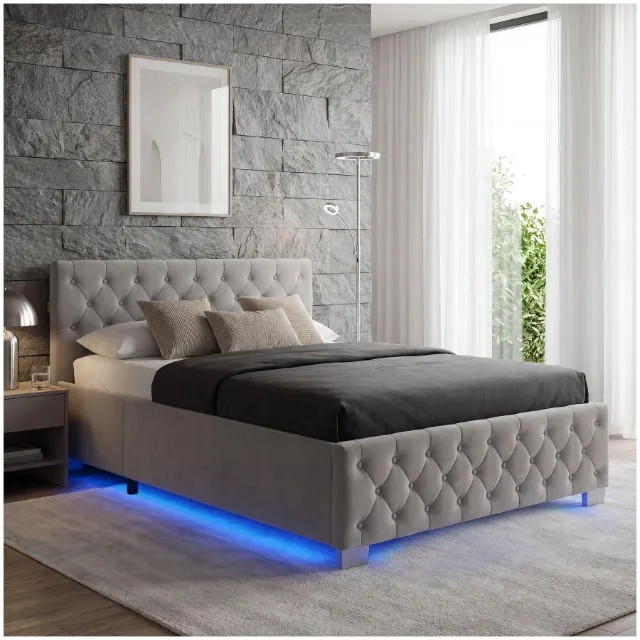 Immagine del prodotto Tectake Lit rembourré VENICE En aspect velours avec motif matelassé