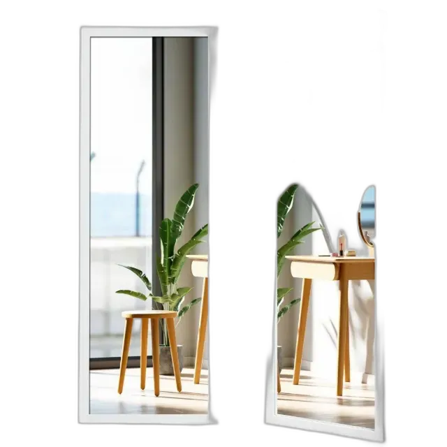 Image du produit Northix Wandspiegel Ganzkörperspiegel mit höhenverstellbaren Hängehaken 37 x 2 x 120 cm Weiß