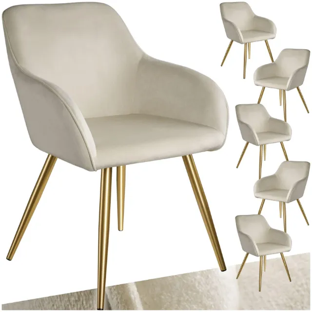 Immagine del prodotto Tectake Stuhl Marilyn, gepolsterte Samtoptik, durchgehende Lehne, bodenschonende Kappen, sechser set