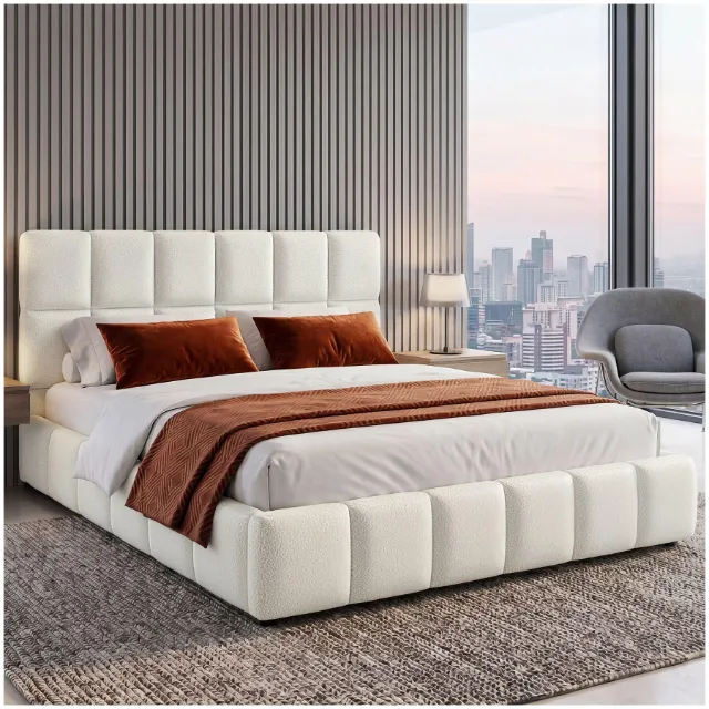 Image du produit Tectake Lit rembourré Shirley Tissu peluche avec motif matelassé