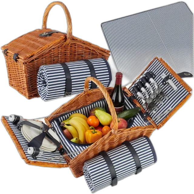 Image du produit Tectake Panier pique-nique USEDOM pour 4 personnes avec couverture de pique-nique