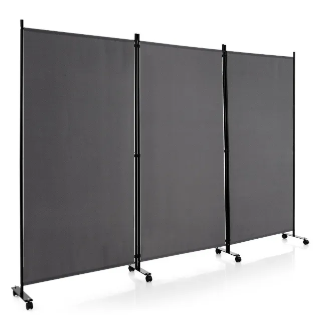 Image du produit Northio 180 cm Hoher Raumteiler auf Rädern Klappbarer Paravent mit 3 frei Kombinierbaren Paneelen Grau