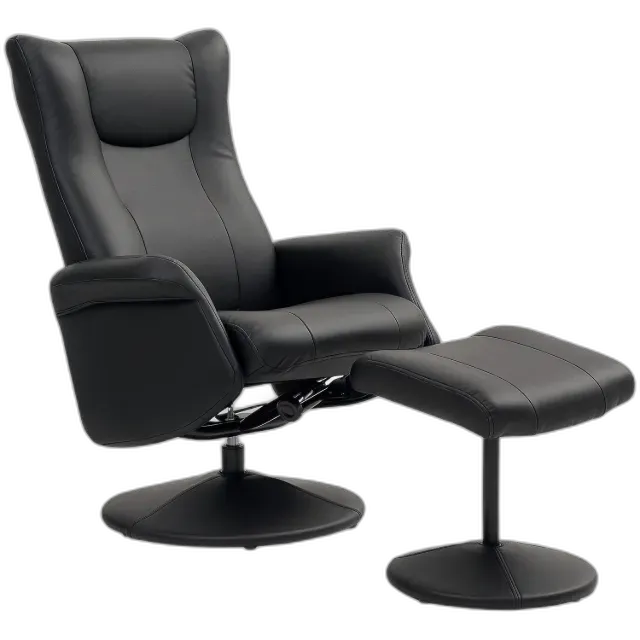 Image du produit Northio Relaxsessel mit Hocker 360°Drehbarer Fernsehsessel mit Liegefunktion Ruhesessel mit Verstellbar Rückenlehne TV-Sessel bis 150 kg belastbar für Wohnzimmer Kunstleder, Schwarz