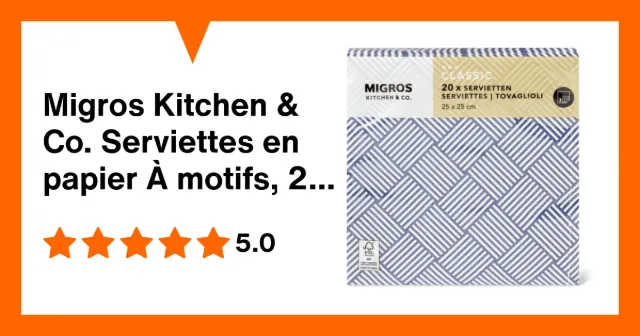 Image du produit Migros Kitchen & Co. Serviettes en papier À motifs, 25 x 25 cm