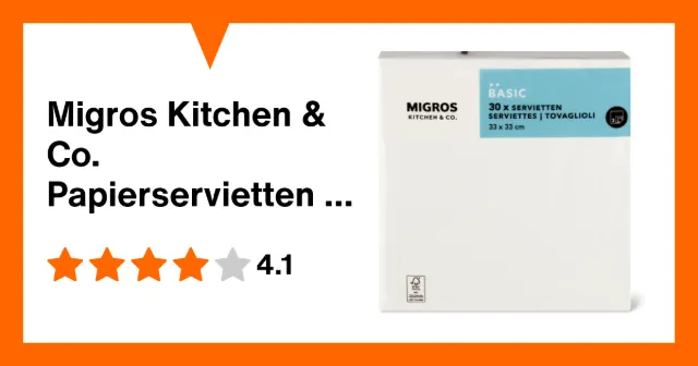 Image du produit Migros Kitchen & Co. Papierservietten Weiss, 33x33cm