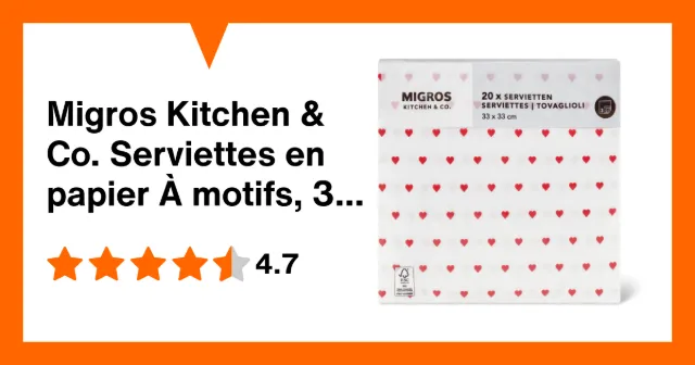 Immagine del prodotto Migros Kitchen & Co. Tovaglioli di carta Fantasia, 33 x 33 cm