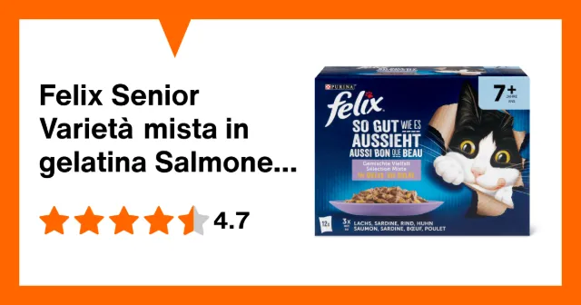 Produktbild zu Felix Senior Varietà mista in gelatina Salmone, sardine, manzo, pollo