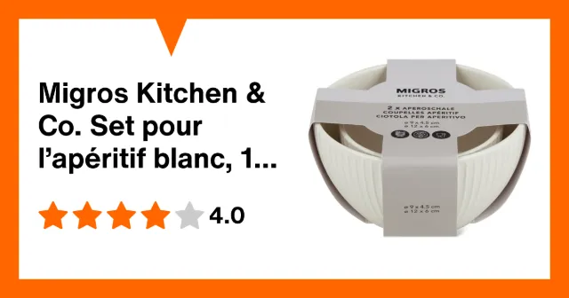 Immagine del prodotto Migros Kitchen & Co. Set pour l’apéritif blanc, 12 x 6 cm