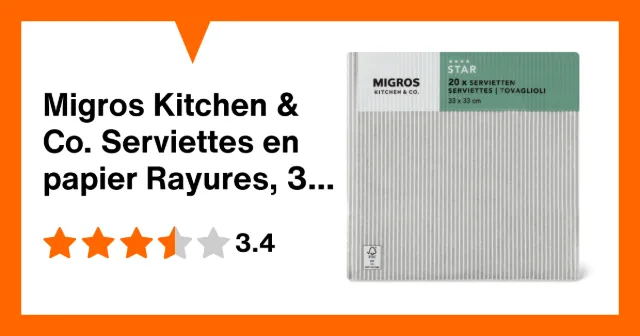 Image du produit Migros Kitchen & Co. Serviettes en papier Rayures, 33 x 33 cm