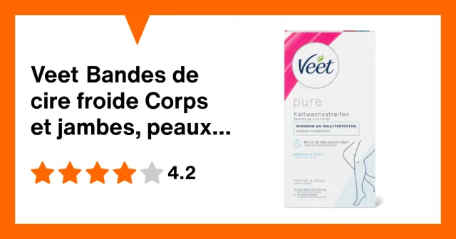 Produktbild zu Veet Bandes de cire froide Corps et jambes, peaux sensibles