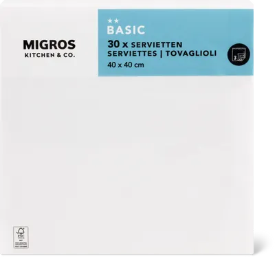 Produktbild zu Migros Kitchen & Co. Tovaglioli di carta bianco, 40x40 cm