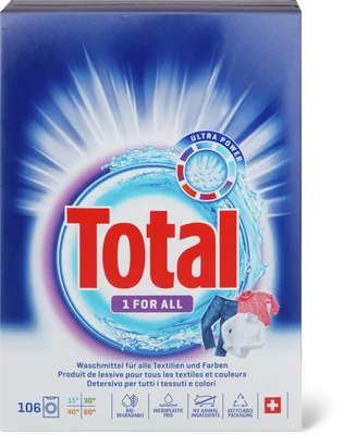 Produktbild zu Total Waschpulver 1 For all, 106 Waschgänge