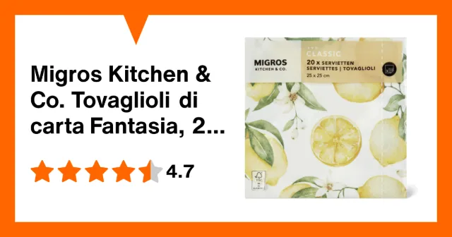Produktbild zu Migros Kitchen & Co. Tovaglioli di carta Fantasia, 24 x 24 cm