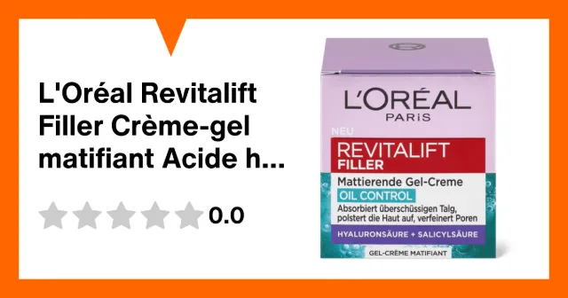 Image du produit L'Oréal Revitalift Filler Crème-gel matifiant Acide hyaluronique, acide salicylique