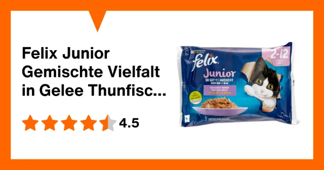 Immagine del prodotto Felix Junior Gemischte Vielfalt in Gelee Thunfisch, Huhn, Lachs, Rind