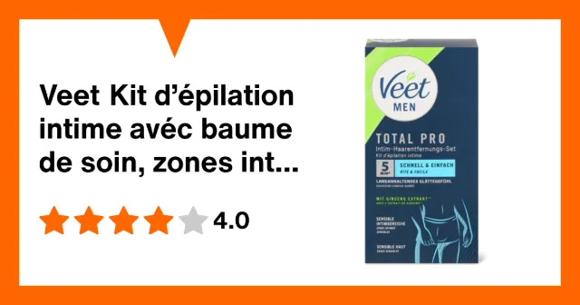 Produktbild zu Veet Kit d’épilation intime avéc baume de soin, zones intimes sensibles
