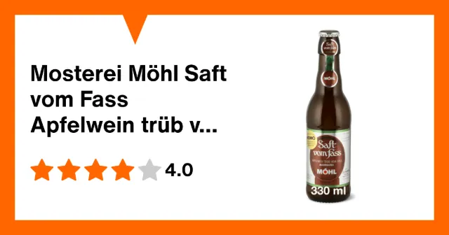 Image du produit Mosterei Möhl Saft vom Fass Apfelwein trüb vom Fass alkoholfrei