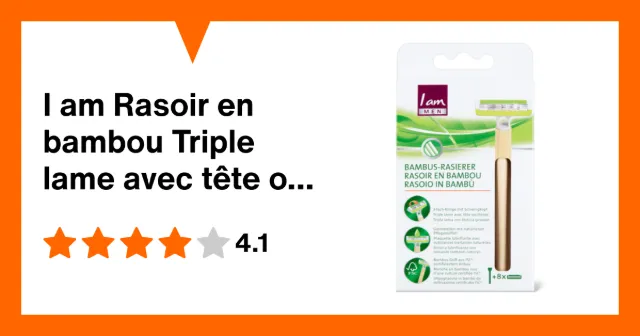 Image du produit I am Rasoir en bambou Triple lame avec tête oscillante