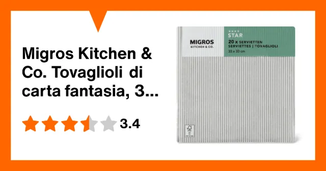 Produktbild zu Migros Kitchen & Co. Tovaglioli di carta fantasia, 33 x 33 cm