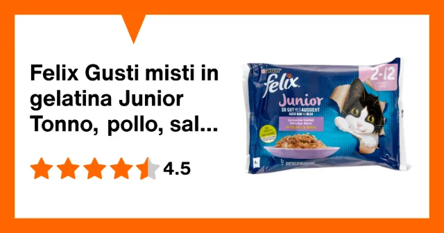 Immagine del prodotto Felix Gusti misti in gelatina Junior Tonno, pollo, salmone, manzo