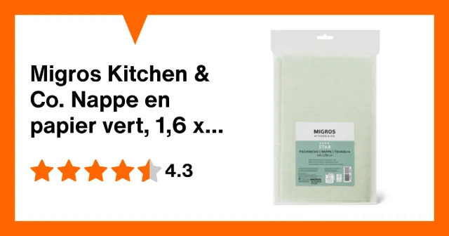 Image du produit Migros Kitchen & Co. Nappe en papier vert, 1,6 x2,2 m
