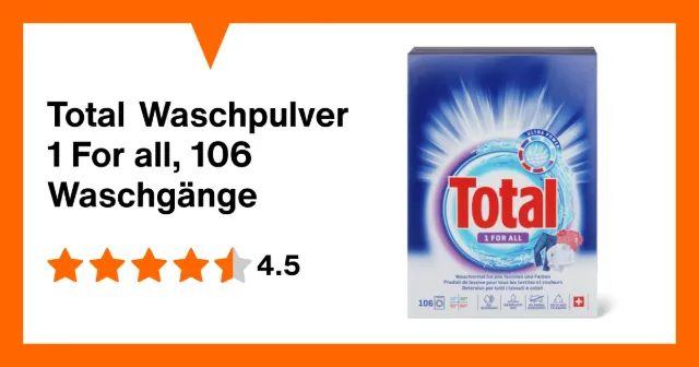 Image du produit Total Waschpulver 1 For all, 106 Waschgänge