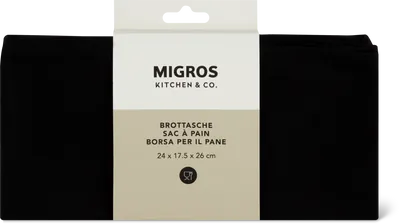 Immagine del prodotto Migros Kitchen & Co. Borsa per il pane nero, 24 x 17,5 x 26 cm