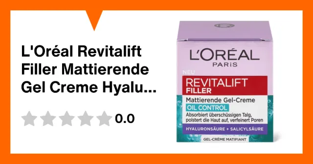 Image du produit L'Oréal Revitalift Filler Mattierende Gel Creme Hyaluronsäure, Salicylsäure