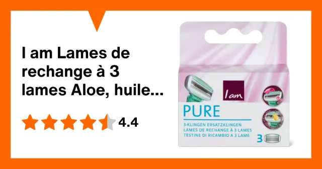 Image du produit I am Lames de rechange à 3 lames Aloe, huile d’argan, vitamine E, huile d’avocat