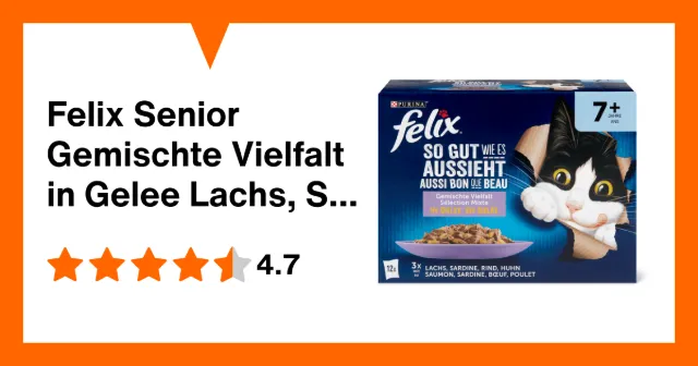 Immagine del prodotto Felix Senior Gemischte Vielfalt in Gelee Lachs, Sardine, Rind, Huhn