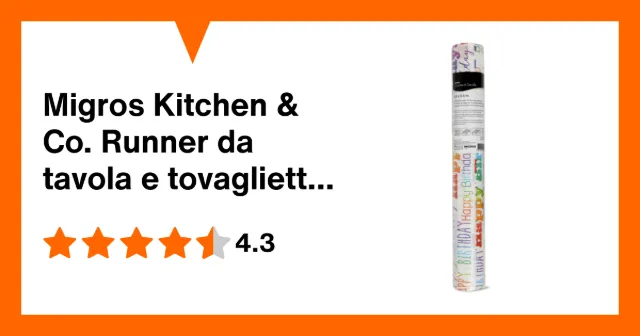 Immagine del prodotto Migros Kitchen & Co. Runner da tavola e tovagliette di carta Happy Birthday, 0,4 x 4,8 m