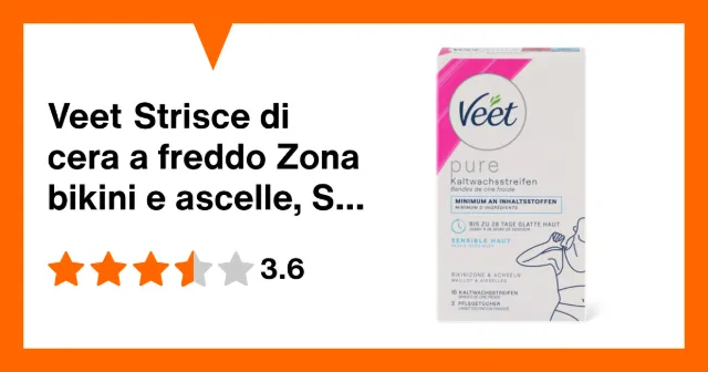 Produktbild zu Veet Strisce di cera a freddo Zona bikini e ascelle, Sensibile
