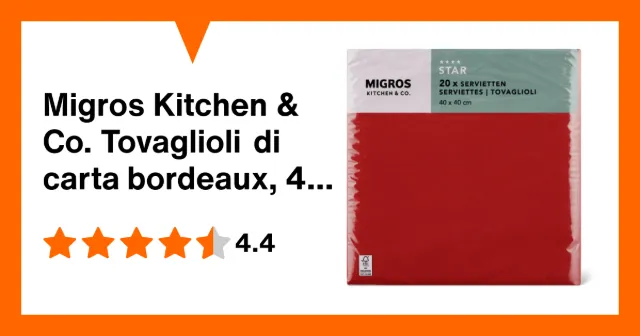Immagine del prodotto Migros Kitchen & Co. Tovaglioli di carta bordeaux, 40 x 40 cm