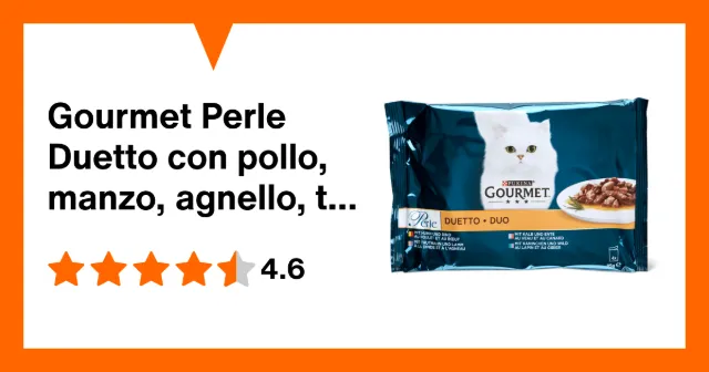 Immagine del prodotto Gourmet Perle Duetto con pollo, manzo, agnello, tacchino, vitello, anatra, coniglio e selvaggina
