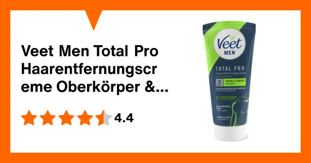 Produktbild zu Veet Men Total Pro Haarentfernungscreme Oberkörper & Beine, normale Haut