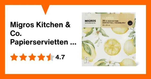 Image du produit Migros Kitchen & Co. Papierservietten Gemustert, 24x24cm