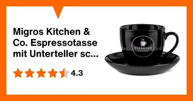 Image du produit Migros Kitchen & Co. Espressotasse mit Unterteller schwarz, 90ml