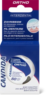Image du produit Candida Fil dentaire Ortho pour les appareils dentaires, les bridges et les implants, menthe-eucalyptus