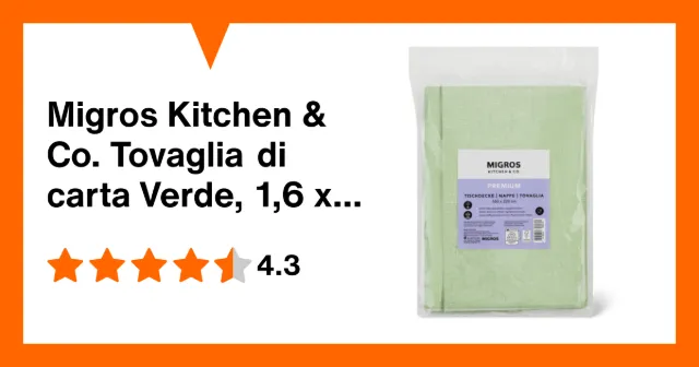 Immagine del prodotto Migros Kitchen & Co. Tovaglia di carta Verde, 1,6 x 2,2 m