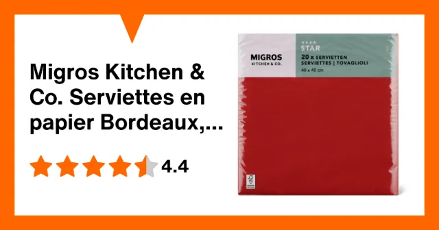 Image du produit Migros Kitchen & Co. Serviettes en papier Bordeaux, 40 x 40 cm