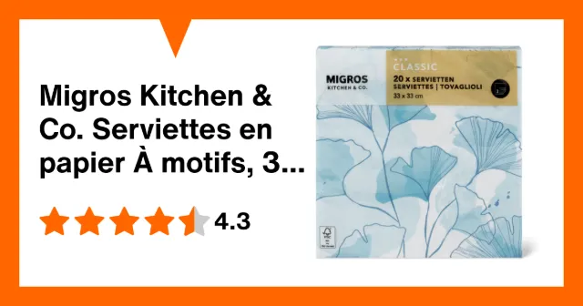 Image du produit Migros Kitchen & Co. Serviettes en papier À motifs, 33x33cm