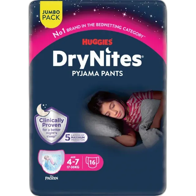 Image du produit Huggies DryNites Sous-vêtements de nuit t. 4-7, 16 pièces