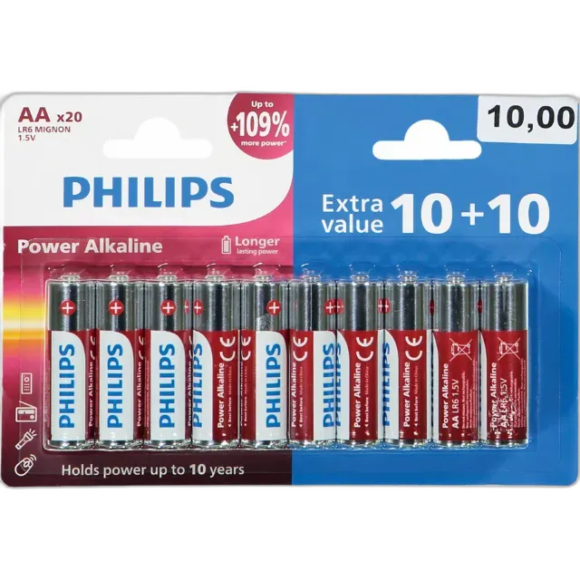 Immagine del prodotto Philips batterie AA 10 + 10 pezzi Power Alkaline